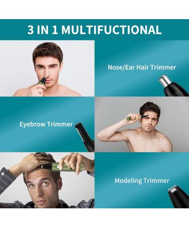 Imoebel 3-in-1 Nasal Hair Trimmer with LED Display | Double Cutting Blades for Nose Ear Eyebrow & Face Hair | Unisex Hair Cutter in Green - Buy Online on GoSupps.com