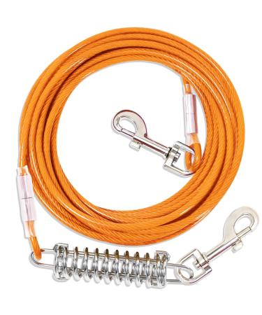 Yard Leash For Dogs with Shock Absorbing 3-15m Yard Leash Tie Out Leashes Tie Out Cables For Dogs Yard Leash (Orange 9m) 9m Orange
