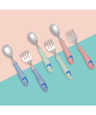 EXZACT Kids Cutlery Set - Stainless Steel 18/10, BPA Free, Dishwasher Safe - 6pc Children's Cutlery Toddler Forks and Spoons - Dolphin Design - Buy Online on GoSupps.com
