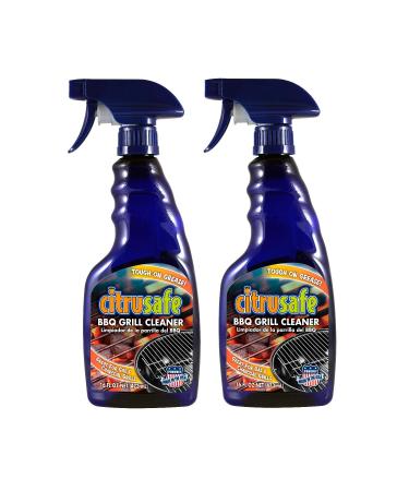 CitruSafe 16 Fl Oz BBQ Grill Cleaner Two Pack (32 Fl Oz Total) - Cleans Burnt Food and Grease from Grill Grates - Great for Gas and Charcoal Grills