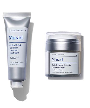 Murad Eczema Control Bundle with Daily Defense Colloidal Oatmeal Cream Soothing and Hydrating Skin Care Treatment 1.7 Fl Oz and Gentle Hydrating Skin Care Quick Relief Colloidal Oatmeal Treatment