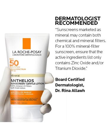 La Roche-Posay Anthelios Mineral Sunscreen SPF 50 | Gentle Face & Body Lotion with Zinc Oxide & Titanium Dioxide | Oil-Free Formula - Buy Online on GoSupps.com