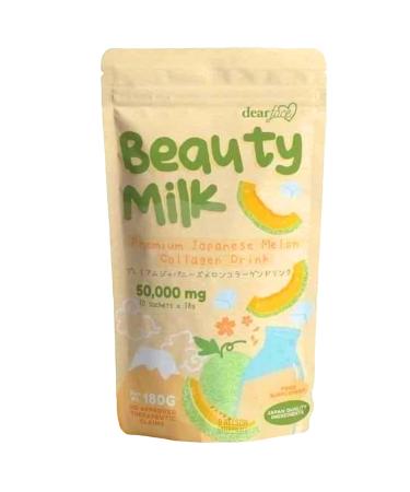 Dear Face Beauty Milk Japanese Collagen MELON Drink - 50 000mg Hydrolyzed Collagen 6.3 Ounce (Pack of 1)