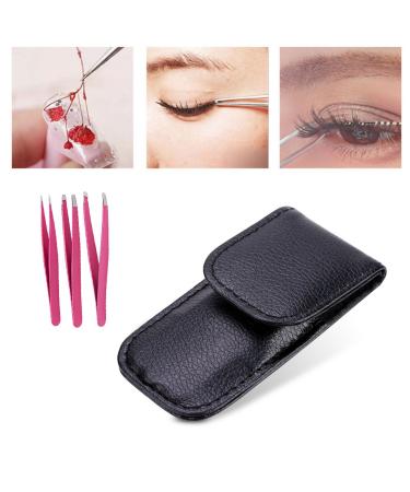3-Piece Stainless Steel Tweezers Set - Flat Lace & Sloping Tips for Eyebrows & Facial Hair Removal - Rose Red - Perfect for Home & Gift - Buy Online on GoSupps.com
