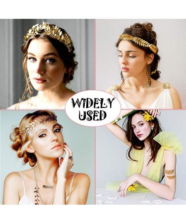 7pcs Greek Goddess Leaf Headband Set - Laurel Leaves Crown, Gold Leaf Branch Crown, Romantic Grecian Hairpiece - Ideal for Bridal or Costume Accessories - Buy Online on GoSupps.com