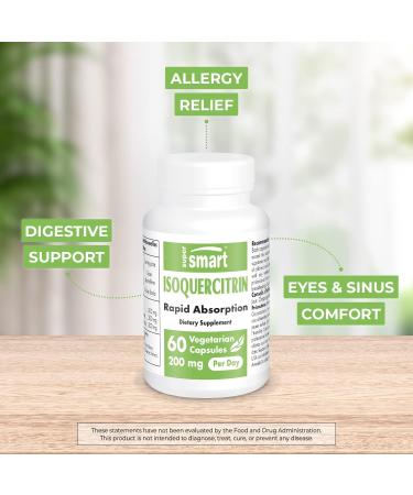 Supersmart Alpha Glycosyl IsoQuercitrin 200mg - Bioactive Quercetin EMIQ for Natural Allergy Relief - Antioxidant Supplement - Non-GMO & Gluten Free - 60 Vegetarian Capsules - Buy Online on GoSupps.com