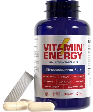 Vitamin Energy Focus+ Energy Capsules | 7+ Hours of Energy | 30 Capsules | International Shipping Available - Buy Online on GoSupps.com