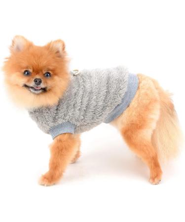 Smalllee Lucky Store Sherpa Fleece Sweater Vest for Small Dogs & Cats - Turtleneck D-Ring Soft Sweatshirt for Yorkies & Chihuahuas - Warm Autumn Winter Clothing in Gray (Size L) - Buy Online on GoSupps.com