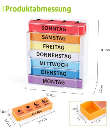 Weekly 7-Day Pill Organizer Box | 4 Compartment Medication & Supplement Storage | Opret Tablet Box with White Lid - Buy Online on GoSupps.com