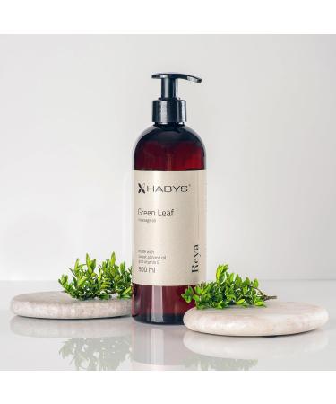 Habys Reya Green Leaf Massage Oil | 500ml | Relaxing Green Tea Fragrance | Almond & Vitamin E | Ideal for Massage Therapy & Muscle Relaxation - Buy Online on GoSupps.com