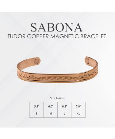 Buy Sabona Tudor Copper Magnetic Bracelet - Small 5.5 Brown Wristband for Health & Style - Buy Online on GoSupps.com