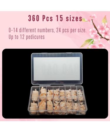 NOVO OVO Nude Pink French Tip Toenail Extensions - 360Pcs Soft Gel Full Cover False Nails - DIY Nail Kit with Pre-Applied Tip Primer - Square/Round Shape - 15 Sizes Included - Buy Online on GoSupps.com