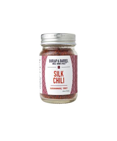 Burlap & Barrel - Silk Chili Flakes - As seen on Shark Tank! Also Known As Aleppo Pepper and Marash Pepper - Medium Spicy, Warm, Tomato-y Flavor - Great Chili Flake for Pizza - 1.8oz Glass Jar