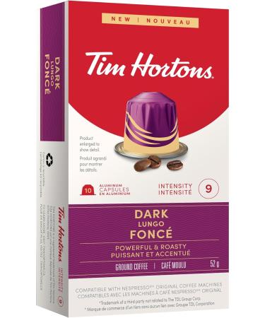 Tim Hortons Dark Lungo Capsules Nespresso Original Line Compatible Capsules 10 Count Dark Lungo 10 count (Pack of 1) - Buy Online on GoSupps.com