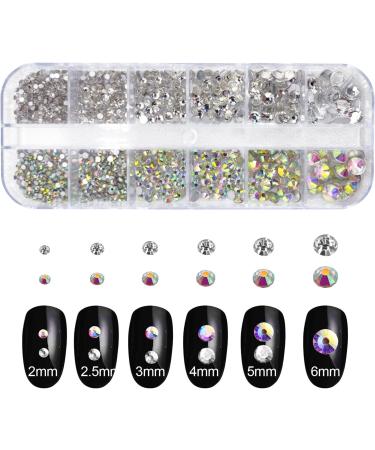 Cretty-Meet 1500pcs Rhinestones in 6 Sizes Flat Back Crystal AB Nail Art Gems Kit with Tools - Clear and Rainbow | Perfect for Nails, Face, Eye Makeup, and Crafts - Buy Online on GoSupps.com