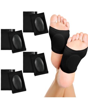 4 Pairs Compression Arch Support Sleeves with Gel Pad Inside Metatarsal Compression Arch Support Brace Cushioned Gel Foot Sleeves for Women Men Flat Foot Pain Relief (Black)