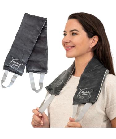 Brookethorne Naturals Microwave Heating Pad for Neck and Shoulders Moist Heating Pad with Removable Cover. Calming Heat Neck Wrap with Lavender for Back Pain  Stiff Neck & Cramps Microwavable Heat Pad Charcoal Gray