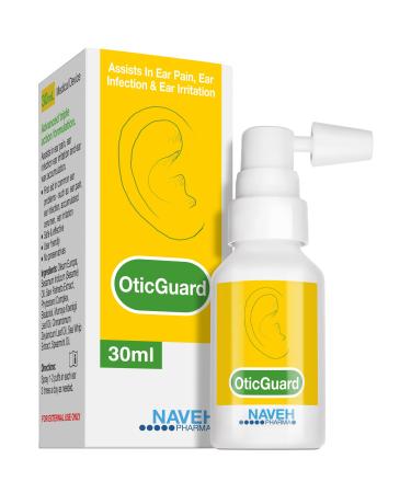 NAVEH PHARMA Otic Guard Natural Ear Spray 3 in 1 Herbal-Oil Blend for Ear Infections & Pain Itchy Ears Ear Wax Removal Kit Softener for Clogged Ear Relief and Swimmer s Ear (30 ml) 30 ml (Pack of 1)