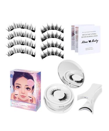 Wlikmjg Magnetic Lashes Kit | Women No Glue False Natural Looking Magnetic Lashes - Magnetic Fake Eyelashes for Dating Wedding