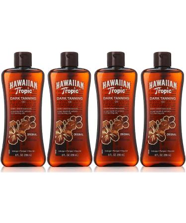 Hawaiian Tropic Dark Tanning Oil Original - 8 oz Pack of 4