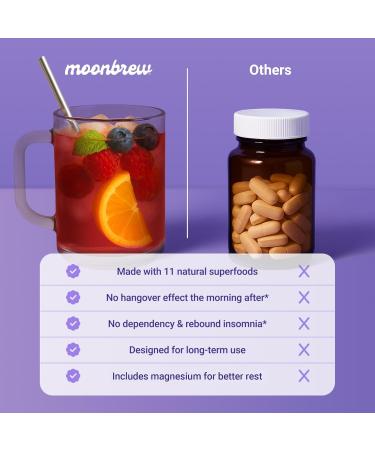 MoonBrew Nighttime Magnesium Sleepy Berry Smoothie Natural Sleep Aid Drink Mix for Adults - Calming Melatonin-Free Sleep Support with L-Theanine Chamomile & Zinc Glycinate - 25 Servings 1 Pack - Buy Online on GoSupps.com