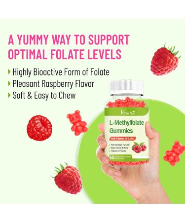 L-Methylfolate 15 mg Gummies with Methyl B12, Folate Supplement for Mood, Brain Health, Immune Support, Raspberry Flavor, 60 Count 60 Count (Pack of 1) - Buy Online on GoSupps.com