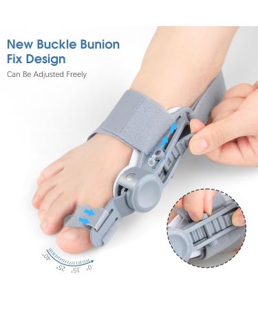 Upgraded Bunion Corrector for Men & Women | Adjustable Orthopedic Bunion Splint with Silicone Pad for Relief - Left/Right Feet (Grey - Buy Online on GoSupps.com