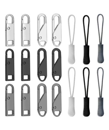 18Stk zipper zipper metal zip pendant zipper for zipper repair metal zip pull tab for suitcases coats boots jackets backpacks tents (3 styles 3 colors)