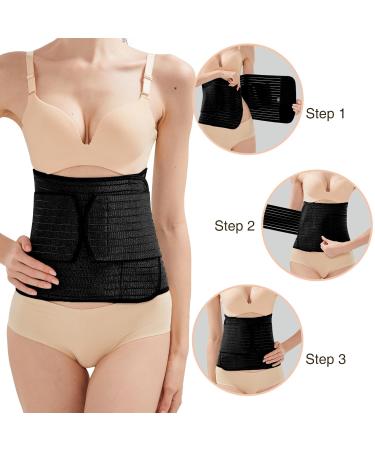 Postpartum Belly Band Wrap - C Section Recovery Abdominal Belt for Women | Waist Binder & Tummy Compression Support (Small Black - Buy Online on GoSupps.com