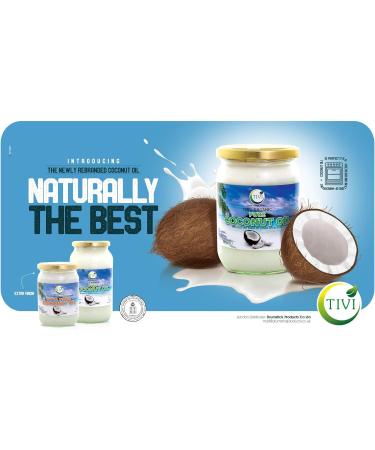 TIVI Organic Refined Coconut Oil 500ml - Hair, Skin, Body, Cooking, Baking - Vegetarian Vegan - Buy Online on GoSupps.com