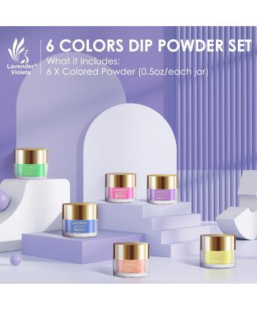 Lavender Violets Dip Powder Nail Kit - 6 Bright Neon Colors for French Manicure & Nail Art J222 - Buy Online on GoSupps.com