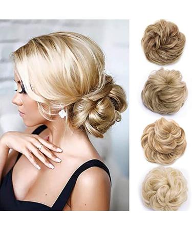 Updo Hairpiece Scrunchy Scrunchie Hair Bun 35g Ribbon Ponytail Extensions Wavy Curly Messy Donut Chignons Hair Piece Honey Blond-Bleach Blond 35 g Honey Blond-Bleach Blond - Buy Online on GoSupps.com