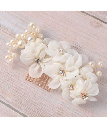 Handmade Bridal Hair Side Comb Clip | Tulle Wedding Headpiece & Accessories - White - Buy Online on GoSupps.com