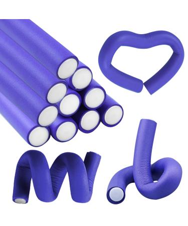 10Pcs Flexible Hair Curlers Twist Foam Hair Rollers Flexi Rods No Heat Curling Rods Heatless Curls Rods Hair Curlers Rollers Hair Fluffy Curler for Girls Women Short Medium Long Hair (Purple)