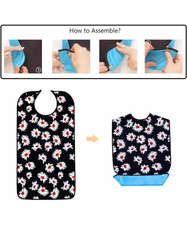 HACLEN 2 Pack Adult Bibs with Crumb Catcher Fashionable Adultbibs for Elderly Women Bibs for Eating Gifts for Women Mom 1 - Buy Online on GoSupps.com