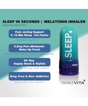 INHALEVITA Melatonin Inhaler Sleep Aid | 60-Day Supply Fast-Acting with Advanced Absorption | 0.2mg Low Dose Zero-Sugar | Wake Refreshed Portable & Non-Habit Forming - Buy Online on GoSupps.com