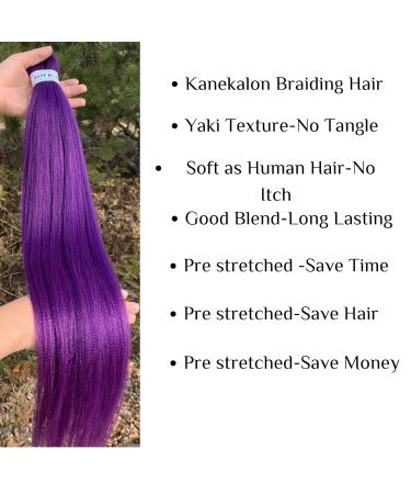 Purple Pre-Stretched Box Braid Hair 26 Inch - Pack of 3 | Kanekalon & Human Hair Blend - Buy Online on GoSupps.com