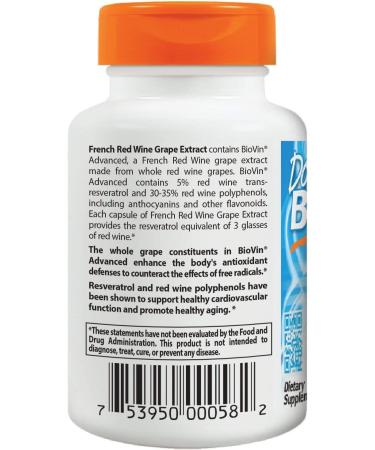 Doctor's Best Resveratrol 60 mg - French Red Wine Grape Extract | 90 Veggie Caps - Buy Online on GoSupps.com