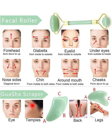 Natural Crystal Jade Gua Sha Scraper Board & Roller - Anti-Wrinkle Facial Massage Tool Set - Pink Stone Home Decoration Gift - Buy Online on GoSupps.com