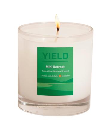 Yield - Mini Retreat Organic Coconut Wax Candle - Firewood Citrus & Pine Scented Luxury Candle - 50 Hour Burn Time - Essential Oils - Scented Candles - Aromatherapy - Hand Poured in The USA - 8 oz Mini Retreat Green