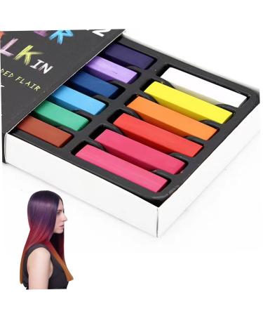 Hair Chalk 12 Colors Temporary Hair Dye Safe Hair Chalk for Kids Washable Temporary Hair Colour Pen Colorful Gifts Great Toy for Kids & Adults Halloween Carnival Cosplay Party Temporary Hair Dye