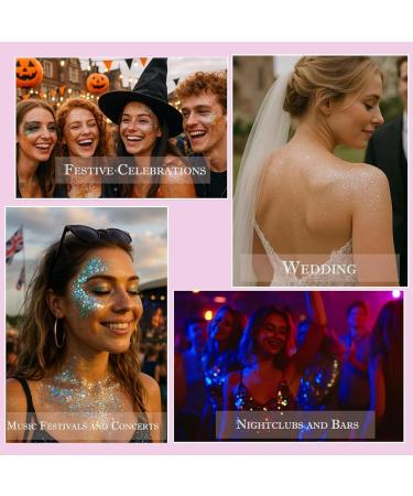  Beliky Girl Set of 4 glitter body gels long-lasting glitter liquid eyeshadows thick glitter gel makeup kit for parties and festivals (set B) - Buy Online on GoSupps.com