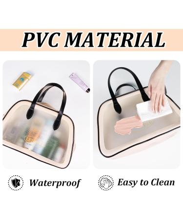 Clear Travel Toiletries Bag | Portable Waterproof PVC Makeup Bag for Women Girls | 2 Zippered Sections | Black Apricot - Buy Online on GoSupps.com