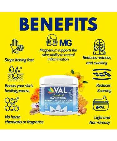 VAL Zechstein Magnesium Chloride Eczema Psoriasis Cream - Anti-Itch Moisturizer with Organic Oils - Best for Dry Skin - 4oz - Buy Online on GoSupps.com