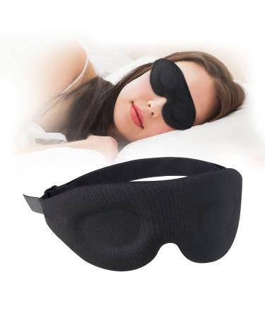 Sleep Mask Block Out Light 100% Eye Mask Sleeping of 3D Contoured Blackout Night Blindfold Relaxation Soft Cushion Travel Eye Cover Upgraded Black