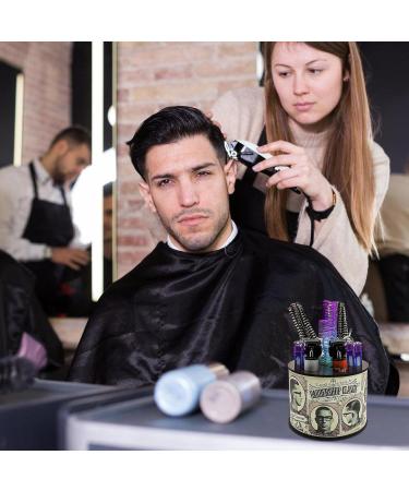 Barber Scissors Storage Holder - Wooden Material Round Barber Tools Storage Holder | Hairdressing Tools Desktop Organizer | Multiple Compartments Barber Scissors Holder for Salons Homes Parlors - Buy Online on GoSupps.com