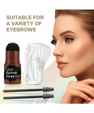 Professional Waterproof Eyebrow Stamp Stencil Kit - 10 Styles, Long Lasting, Buildable Powder, 13 Piece Set, Medium Brown - Buy Online on GoSupps.com