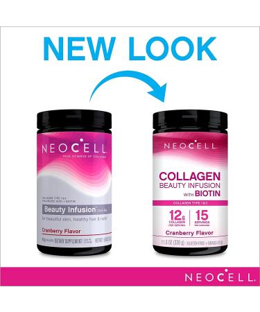 NeoCell Beauty Infusion Collagen Drink Mix - 6,000mg Types 1 & 3, Cranberry Flavor - 11.64oz - Buy Online on GoSupps.com
