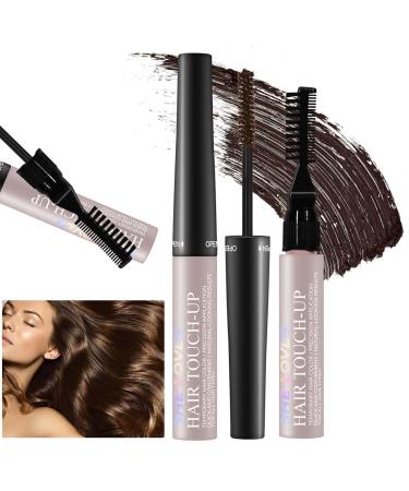 Root Touch Up Grey Hair Cover Up Beard Dye Hair Mascara Root Cover Up Semi Permanent Hair Dye Temporary Brush On Colour Waterproof Sweatproof Long-Lasting - 3 Type Brushes(Dark Brown)