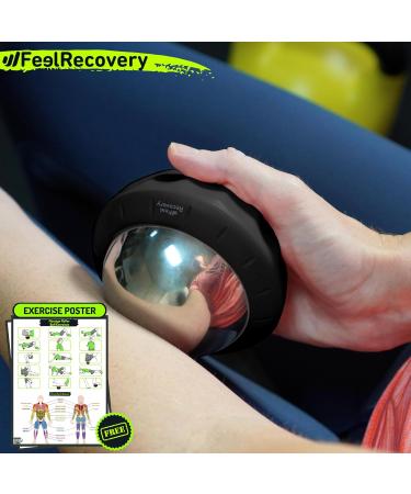 Therapeutic Massage Ball with Gel & Stainless Steel for Cold/Heat Therapy - Small Roller with Handle for Fascia Back Neck & Feet - Ideal Wellness Gift in Black - Buy Online on GoSupps.com